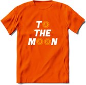 To The Moon - Crypto T-Shirt Kleding Cadeau | Dames / Heren / Unisex | Bitcoin / Ethereum shirt | Grappig Verjaardag kado | BTC Tshirt Met Print | - Oranje - 3XL