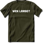 When Lambo - Crypto T-Shirt Kleding Cadeau | Dames / Heren / Unisex | Bitcoin / Ethereum shirt | Grappig Verjaardag kado | BTC Tshirt Met Print | - Leger Groen - XXL