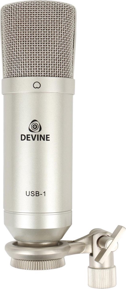 Devine USB-1 Microfoon - Met microfoon houder - USB - Plug And Play - Gaming En Streaming - Zilver