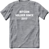 BTC Holder Since 2017- Crypto T-Shirt Kleding Cadeau | Dames / Heren / Unisex | Bitcoin / Ethereum shirt | Grappig Verjaardag kado | BTC Tshirt Met Print | - Donker Grijs - Gemaleerd - L
