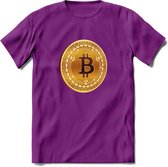 Bitcoin Coin - Crypto T-Shirt Kleding Cadeau | Dames / Heren / Unisex | Bitcoin / Ethereum shirt | Grappig Verjaardag kado | BTC Tshirt Met Print | - Paars - XXL