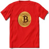 Bitcoin Coin - Crypto T-Shirt Kleding Cadeau | Dames / Heren / Unisex | Bitcoin / Ethereum shirt | Grappig Verjaardag kado | BTC Tshirt Met Print | - Rood - 3XL