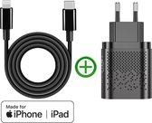 Snellader - Fast Dual Charger 20w met Ultimate Black edition USB-C naar Lightning Kabel 1m - MFi Gecertificeerd - Geschikt voor Apple iPhone - iPad