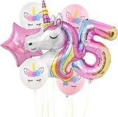 Unicorn Ballonnen - Eenhoorn Feest - 5 jaar - Verjaardagsversiering - Versiering - Eenhoorn - Folieballonnen - Helium Ballon - Meisje - Heliumba- Kinderverjaardag - Thema Feest - K