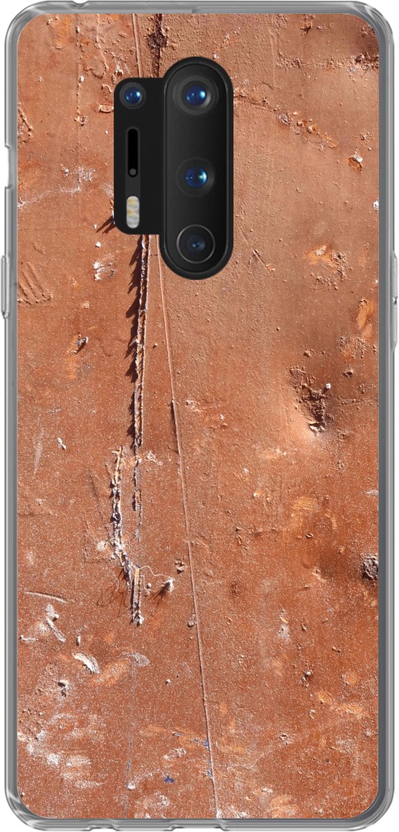 Telefoonhoesje Geschikt voor OnePlus 8 Pro hoesje - IJzer - Roest print - Bruin - Siliconen Telefoonhoesje Telefoonhoesje