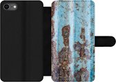 Bookcase Geschikt voor iPhone SE 2020 telefoonhoesje - Golfplaat - Vintage - Roest print - Met vakjes - Wallet case met magneetsluiting
