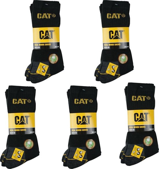 CAT Caterpillar Werksokken, 12 paar, zwart, mega-maatkeuze voor hun optimale maatkeuze, 35-40, 39-42, 41-45, 43-46, 46-50, zwart, 41/45 EU