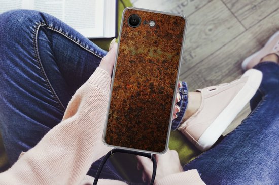 Coque avec cordon iPhone SE 2020 - Métal - Vert - Rouille - Siliconen - Bandoulière - Coque arrière avec cordon - Coque pour téléphone avec cordon - Coque avec corde
