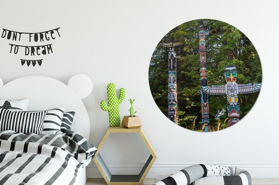 Wall Circle - Wall Circle Indoor - Totems d'Indien - 140x140 cm - Décoration murale - Peintures Ronds