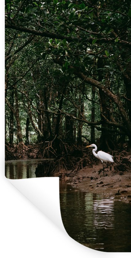 Stickers muraux - Sticker Feuille - Héron - Forêt - Lac - 40x80 cm - Feuille Adhésive - Stickers muraux Chambre Enfant - Papier Peint Auto Adhésif