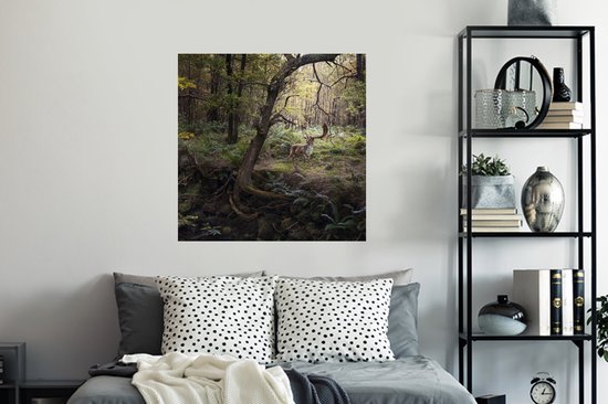 Stickers Stickers muraux - Animal de la forêt - Cerf - Soleil - 100x100 cm - Feuille adhésive XXL