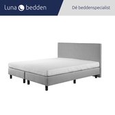 Luna Bedden - Boxspring Stella - 140x210 Compleet Grijs Glad Bed