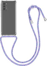 kwmobile telefoonhoesje compatibel met Motorola Moto G51 5G - Hoesje met koord - Back cover in transparant / lavendel / paars / wit