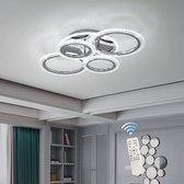 4 Ring Plafondlamp Chroom - Met Afstandsbediening - Smart Lamp - Chroom - Dimbaar - Woonkamerlamp - Moderne lamp - Plafoniere