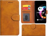 Motorola Moto Edge 20 Lite Hoesje - Bookcase - Pu Leder Wallet Book Case Cognac Bruin Cover