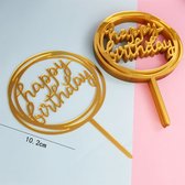 taart topper happy birthday - goud - verjaardag - taartversiering
