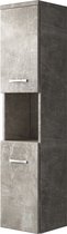 Badplaats Badkamerkast Montreal 30 x 30 x 131 cm - Beton Grijs - Hangende Kolomkast met 2 Deuren