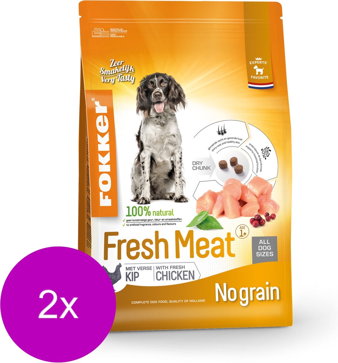 Fokker Plus Fresh Meat Kip&Aardappel - Hondenvoer - 2 x 2.5 kg