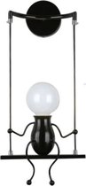 Wandlamp poppetje zwart schommel - Wandlamp Figuur - Wandlamp Poppetje - Wandlamp Robot - Wandlamp Cartoon - Woonkamer - Slaapkamer - Wandlamp zwart - Zwarte wandlamp - Wandlamp bi
