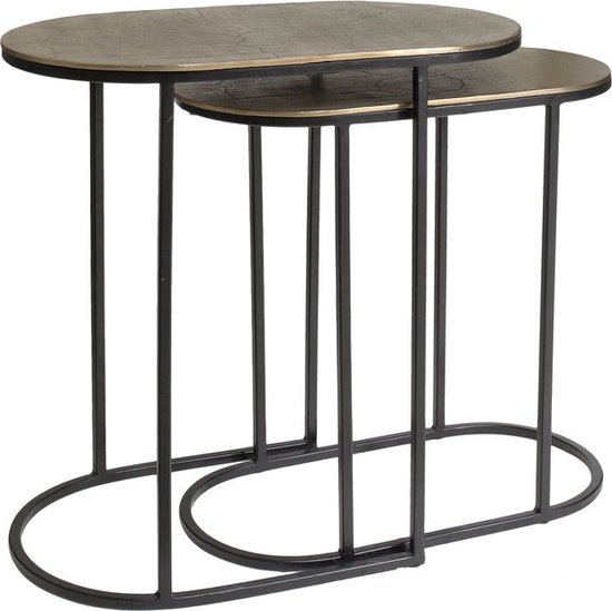 Sidetable - Haltafel - Sidetable Zwart - Sidetable Industrieel - Sidetables - Bijzettafel - Sidetable Hout - 57 cm