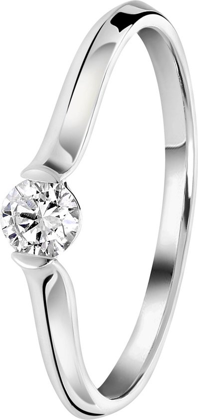 Lucardi - Dames Ring lab grown diamant 0,20ct - Ring - Cadeau - 14 Karaat Goud