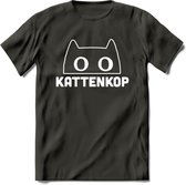 Kattenkop - Katten T-Shirt Kleding Cadeau | Dames - Heren - Unisex | Kat / Dieren shirt | Grappig Verjaardag kado | Tshirt Met Print | - Donker Grijs - XL
