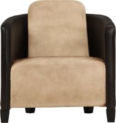 vidaXL Fauteuil echt leer tan en zwart