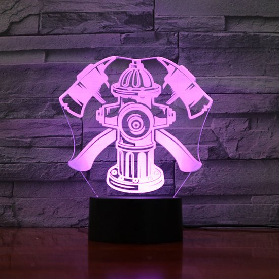 3D Led Lamp Met Gravering - RGB 7 Kleuren - Brandweer
