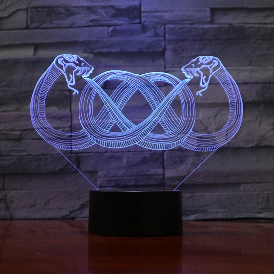 3D Led Lamp Met Gravering - RGB 7 Kleuren - Slangen