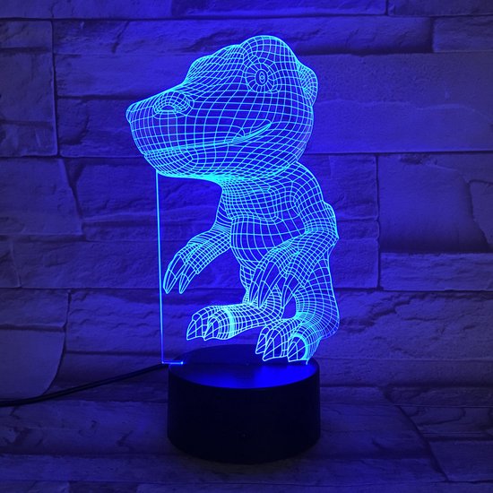 3D Led Lamp Met Gravering - RGB 7 Kleuren - Dinosaurus