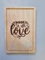 Houten snijplank 'Made With Love' - koken - grillen - snijplank - kookplank - keukenplank - gegraveerd