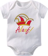 Hospitrix Baby Rompertje Carnavalskleding baby met tekst “ALAAF!”| 0-3 maanden | Korte Mouw | Carnavalskleding | Baby | Carnaval | Kinderen | Bekendmaking | Aankondiging | Aanstaan