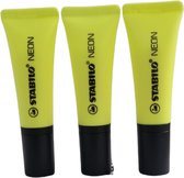 STABILO NEON - Markeerstiften set van 3 stuks - Unieke Tube Vorm - Geel