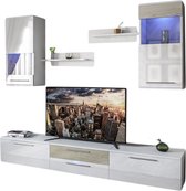 CHELSEA TV SET - TV stand - TV meubel - Kast - Inclusief LED - Wit / Somona - 136 x 248 x 42 cm