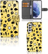 Wallet Book Case met Pasjeshouder Geschikt voor Samsung Galaxy S22 Hoesje Punk Yellow