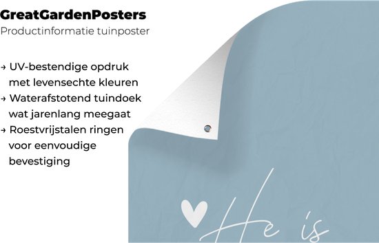 Décoration murale d'extérieur Citations - 'He is mine' - Proverbes - Blauw - 80x160 cm - Toile de jardin - Poster extérieur