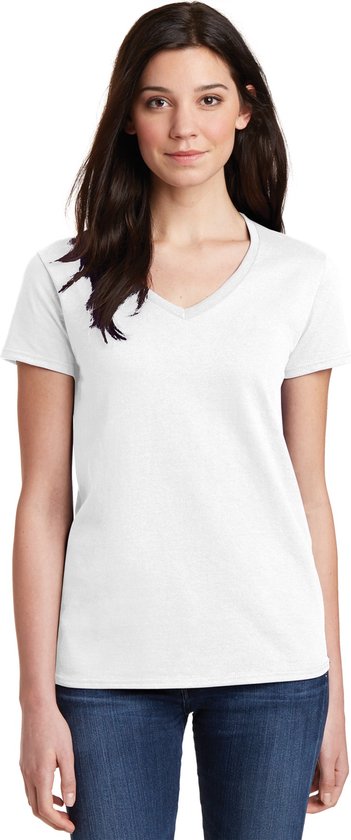T-shirt Premium Femme / Chemise Basic | Maillot de corps | Col en V | Blanc - XL