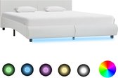 vidaXL Bedframe met LED kunstleer wit 160x200 cm