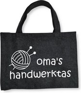 Oma's Handwerktas - Zwarte Vilten Tas A3 - Cadeautje Voor Oma - Shopper Van Vilt - Zwarte Vilten Tas Met Hengsels A3 Formaat