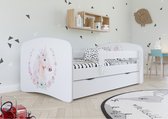 Kocot Kids - Bed babydreams wit paard met lade met matras 140/70 - Kinderbed - Wit