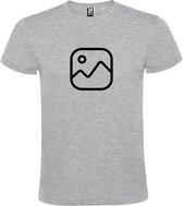 Grijs  T shirt met  " Geen foto icon " print Zwart size XXL