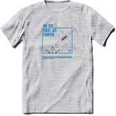 ME-262 Vliegtuig T-Shirt | Unisex leger Kleding | Dames - Heren Straaljager shirt | Army F16 | Grappig bouwpakket Cadeau | - Licht Grijs - Gemaleerd - XXL