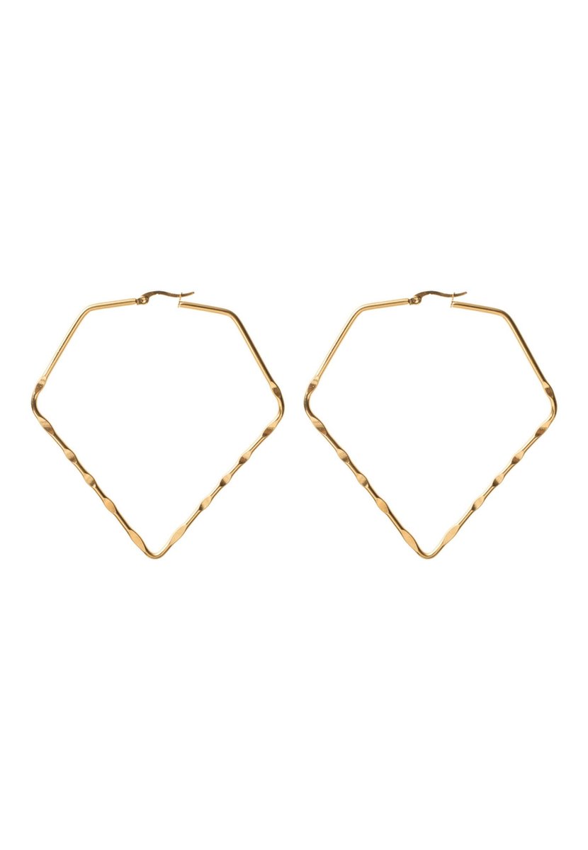 HÕBE – Diamante Oorbellen– 18 Karaat Goud Verguld Stainless Steel – Edelstaal – Oorringen– Handgemaakte Sieraad – Accessories – Dames Oorbellen– Oorhangers – Hoop