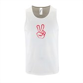 Witte Tanktop sportshirt met "Peace / Vrede teken" Print Rood Size M