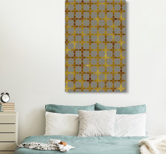 Motif de Luxe aubes avec détails dorés sur fond gris 120x180 cm - Tirage photo sur toile (Décoration murale salon / chambre) XXL / Groot format!