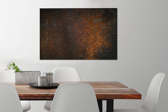 Toile Peinture Rouille - Rétro - Acier - 90x60 cm - Décoration murale