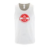 Witte Tanktop sportshirt met " Member of the Gin club " Print Rood Size S