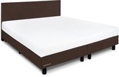 Beddenleeuw Boxspring Bed Nora - 160x210 - Incl. Hoofdbord + Matras - Bruin Stof