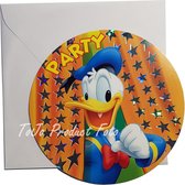Disney - Donald Duck - uitnodigingen - kinderfeestje - rond - oranje - holografisch design - party - feest - invitation - 5 stuks - met enveloppen
