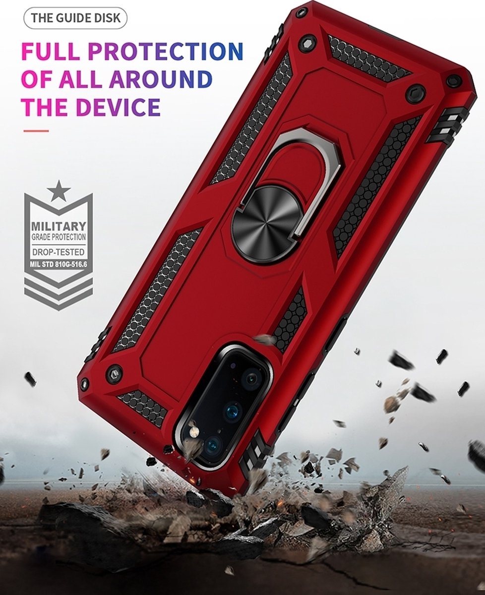 Mobigear Hoesje geschikt voor Samsung Galaxy S20 Telefoonhoesje Hardcase | Mobigear Armor Ring Backcover Shockproof met Ringhouder | Schokbestendig Galaxy S20 Telefoonhoesje | Anti Shock Proof - Zwart